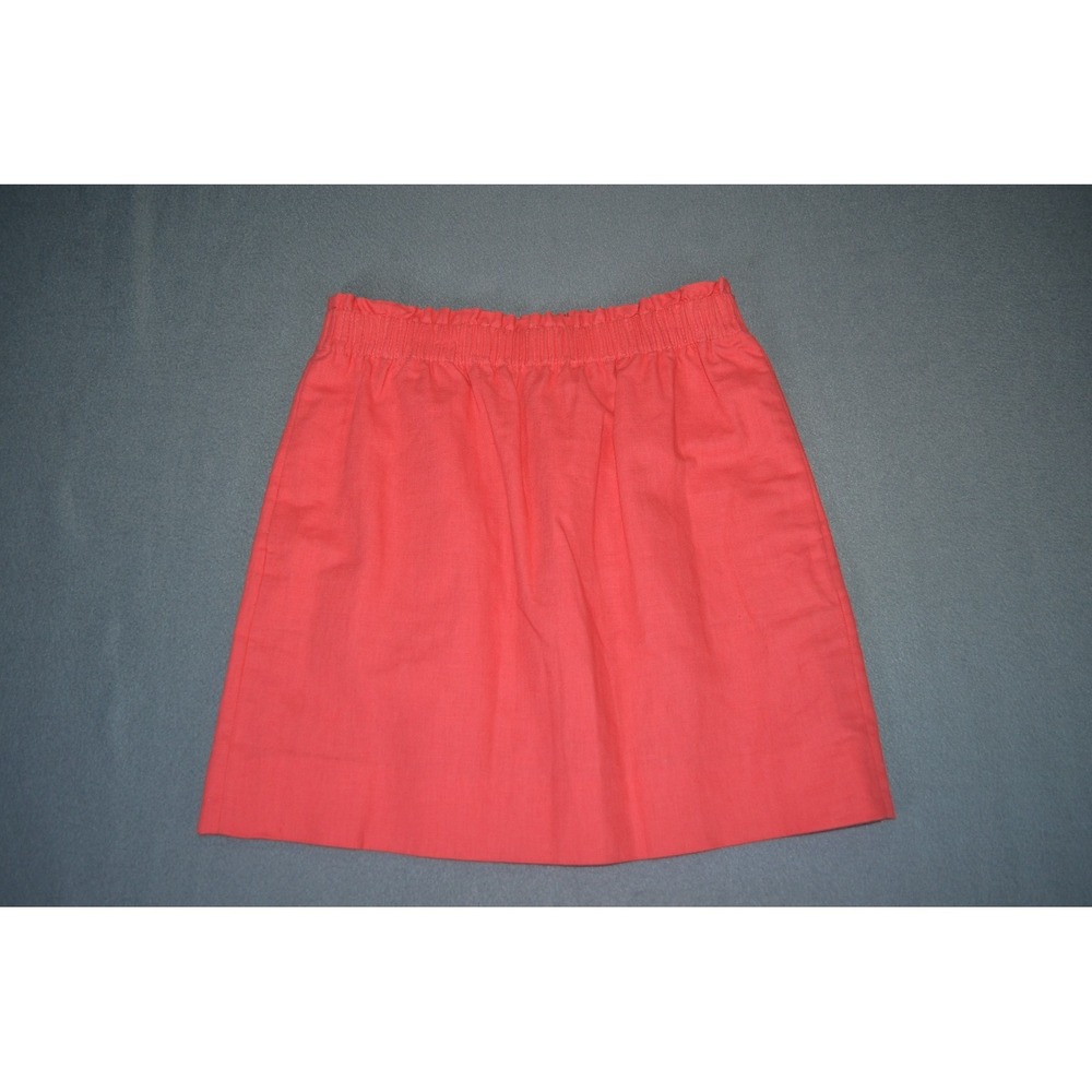 J.Crew Linen Blend Mini Skirt Womens 4 Red Elastic Waist Lined Pockets
